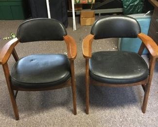 #45 (2)  mid century chairs with black vinyl seats 40.00 each