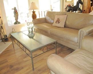 Leather sofa and chair