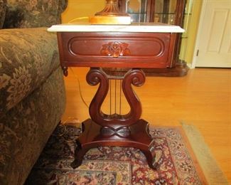 Two Marble Top Lamp Tables