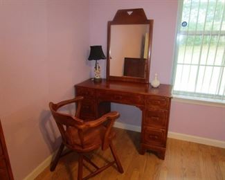Cushman Solid Maple Dresser/Desk, Chair & Mirror