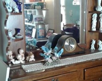 Open hutch with the pretties-Lenox, German, Precious Moments, clock, 