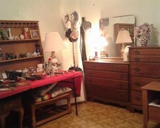 Dressers, Wardrobe, collectibles, hall trees, coffee and end tables