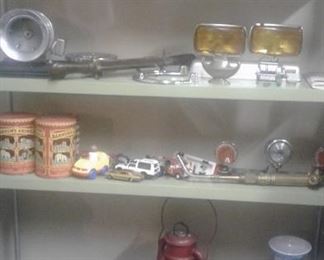 Clocks, auto, lantern, toys