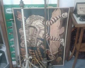 Barnum and Bailey posters, Hess truck poster Oak Stand