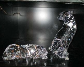 Large Baccarat Animals, Resting Panther & Seated Panther