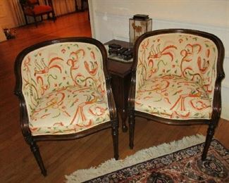 Pr of Louis XV style Side Chairs, Barrel shape