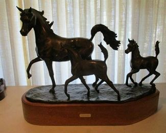 Lg. Bronze Group, Arabian Mare with 2 Foles, Robert Larum