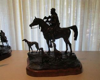 Bronze Group, Arabian Huntsman with Falcon, on Arabian Horse with Hounds