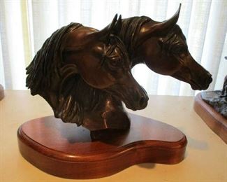 Bronze Bust of 2 Arabian Horses