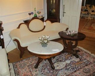 Cameo Back Settee, 4 Oval Side Tables