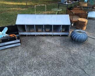 Vintage turbine, nesting box, tool box....
