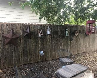 All kinds of wall art, Texas star, and  bird houses 