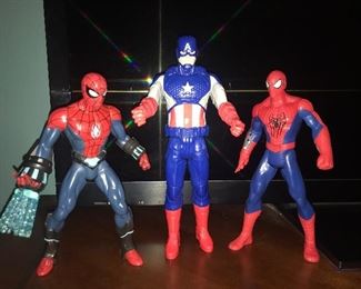 2 Spider-Man and Captain America figures 