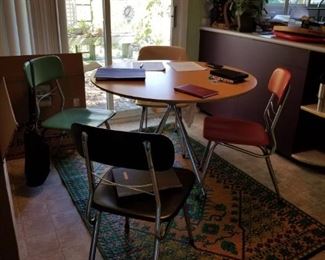 Contemporary modern kitchen table - Crate and Barrell with 4 of the 6 Heywood Wakefield chairs