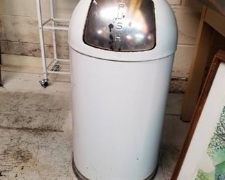 Metal Vintage Garbage Can "Push"
