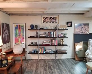 Fantastic bookshelf and wood corner table