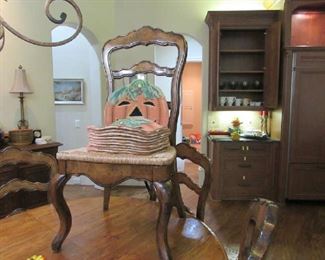 12 pumpkin placemats with French Country dining chair.  There are 9 of these beautiful chairs.