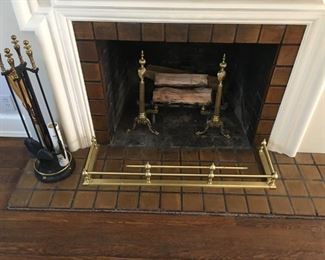 Brass fireplace accessories - really lovely