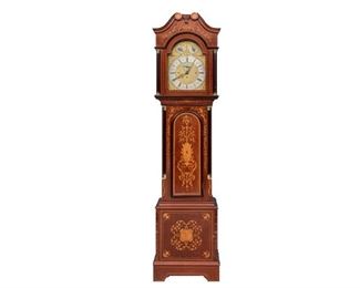 Monumental Inlaid Mahogany Edwardian Tall Chime Clock, England, Circa 1880-1910