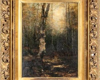 Warren C. Briggs (American, NY, 1867-1903) “After A Shower” Vermont Waterfall, Oil On