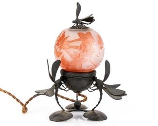 Art Nouveau Dragonfly Lamp By Emile Galle, 1900