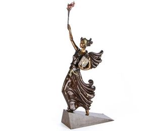 Liberty Fearless And Free Large Erte Bronze Sculpture - Original Purchase Price $6000