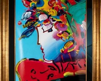 Peter Max (American, B.1937 ) Mixed Media, "Blushing Beauty II"