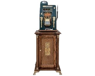 Mills Novelty Co., Original Golden Nugget Slot Machine With Reproduction Stand