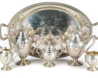 Wallace Sterling Rose Point Tea Set With Tray