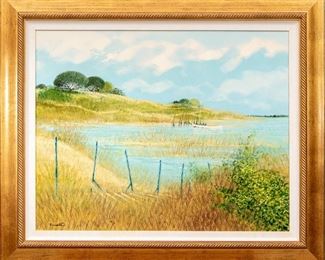 Dominique Dorie (French, B. 1958) Oil On Canvas, Landscape With Bay