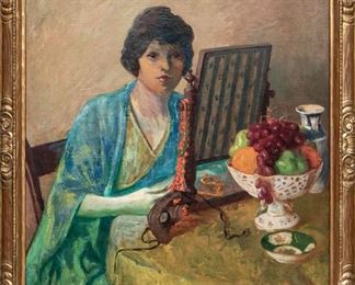 Signed Oil On Canvas Portrait Of A Woman