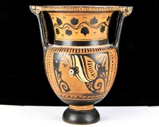 South Italian Red Figure Amphora With Isolated Head Of A Woman Ca. 340-300 B.C.E