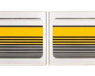 Tom Marioni (American, B.1937) Limited Edition Of 25 Aquatint, Abstract Diptych "Train