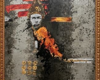 Kyu Baik Hwang (Pusan, Korea B 1932) Work On Board, Abstract Composition With