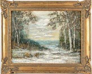 Rosewell Morse Shurtleff (American, 1838 - 1915) Oil On Canvas Winter Landscape