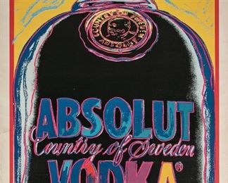 Andy Warhol Limited Edition Off Set Color Lithograph Poster Signed In Plate- Absolut Vodka,