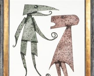 Reinhoud (D'Haese) (Belgian, 1928-2007) Color Etching, Abstract With Two Figures