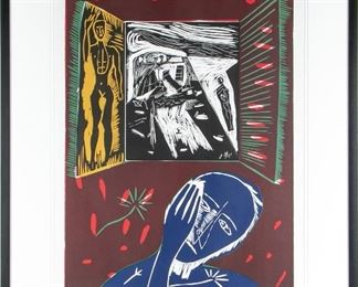 Tom Wessellmann (American, 1931-2006) Contemporary Silkscreen, "Nude And Mirror"