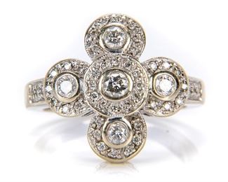 14K White Gold & Diamond Ring