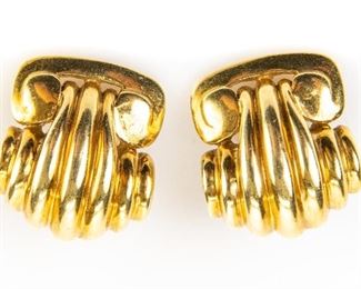 Substantial Grecian Style 14K Gold Earrings