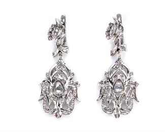 Pair Of Georgian Era Diamond Pendeloque Earrings