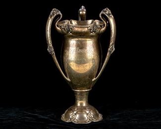 Grand Scale Antique Sterling Silver Loving Cup Trophy - 83 OZT