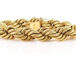 Substantial 18K Gold Twisted Rope Link Bracelet