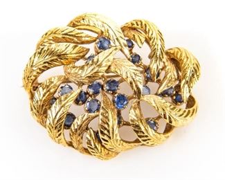 Vintage 18K And Sapphire Brooch By Tiffany & Co