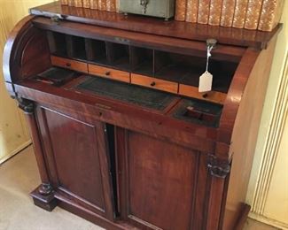 Leather Books Roll Top Desk