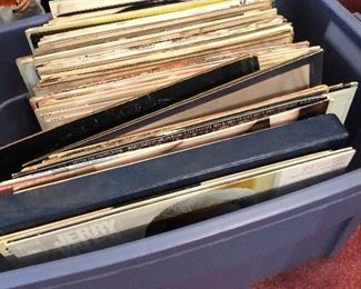 Bin of LP's. No rock and roll yet. Perry Como, Frank Sinatra, Barbara Streisand, more