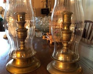 Pair of fine reproduction hurricane candlesticks