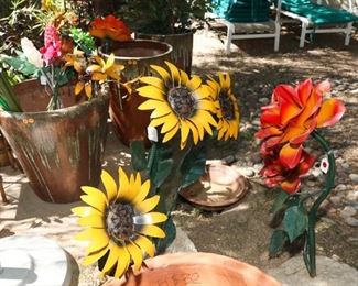 Colorful metal outdoor flowers