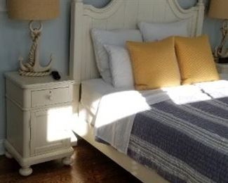 Bassett bedroom set includes dresser with mirror, bed & two nightstands