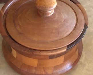 Handmade wood casserole bowl